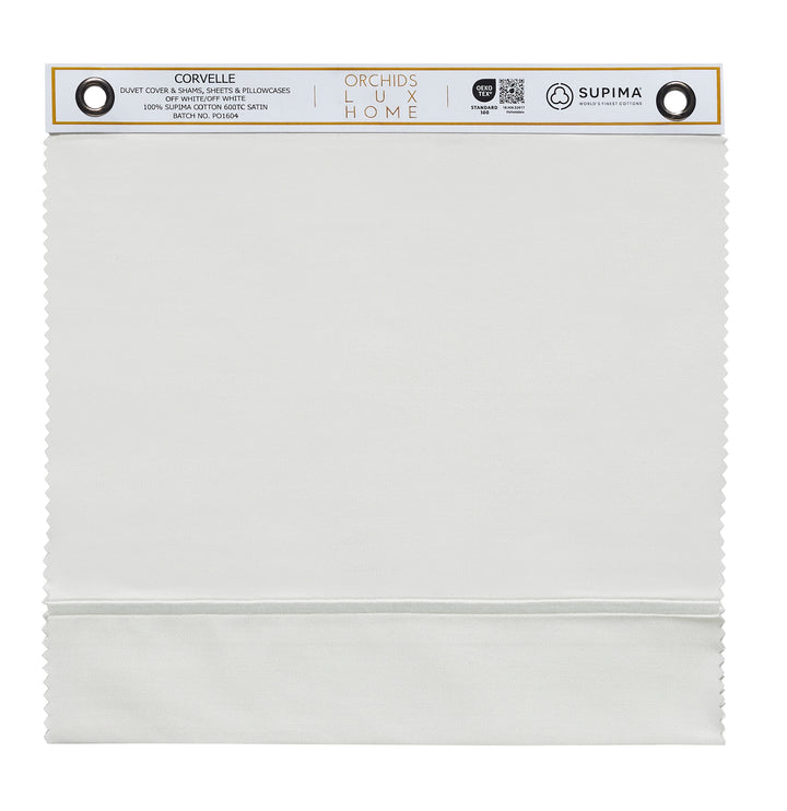 SWT-546-X_1|100% Supima cotton Corvelle swatch, 600TC sateen, white, for luxurious duvet covers and shams, OEKO-TEX.