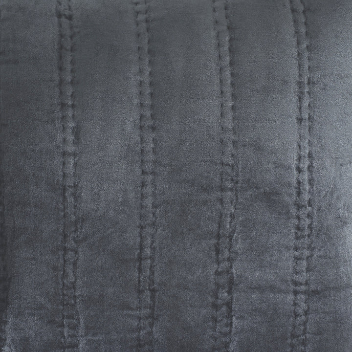 ES-308-2626_2|Modern dark gray vertical channel stitched quilt. Sleek, minimalist bedding for a contemporary and refined bedroom aesthetic.