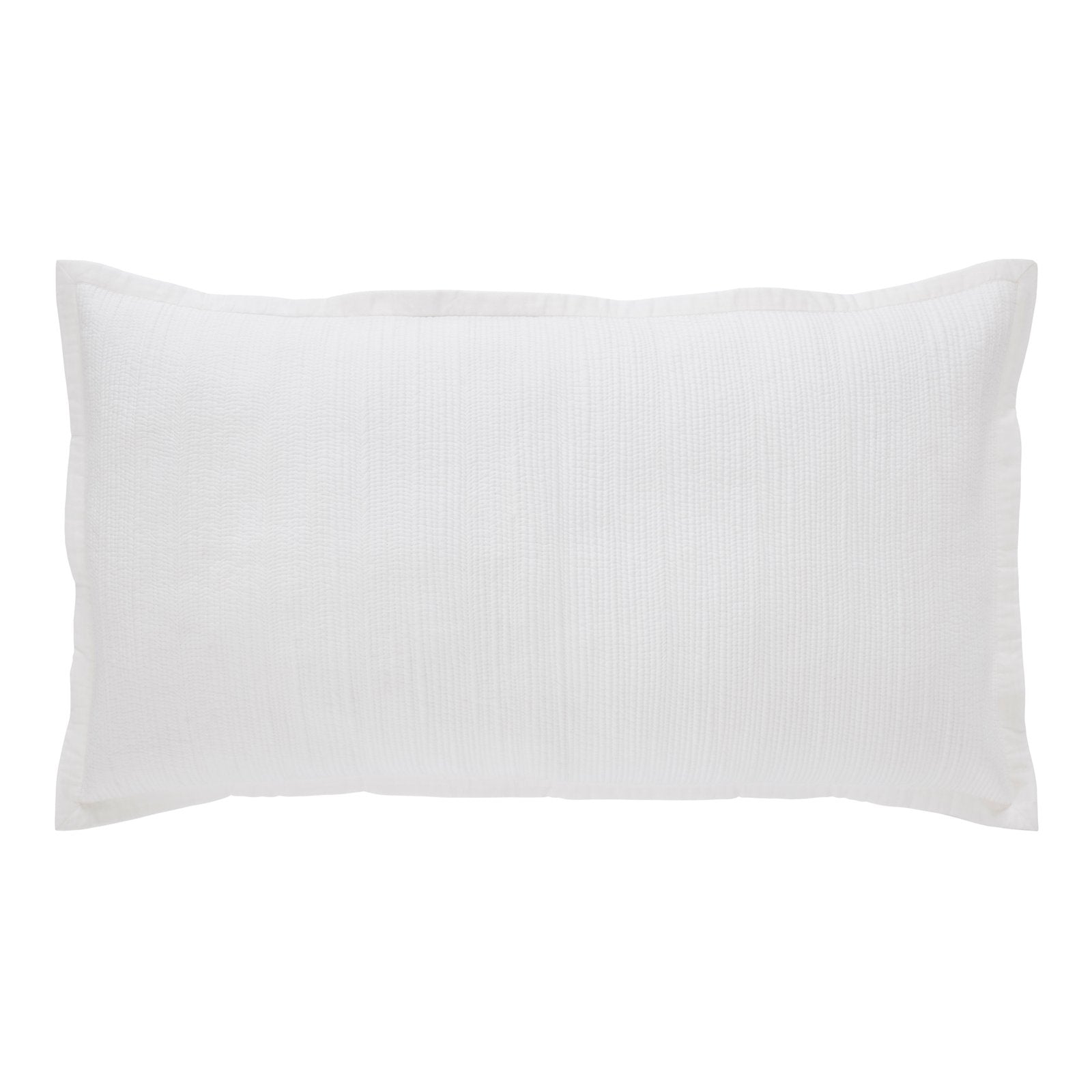 KS-168-2036_1|Clean white textured sham featuring a subtle horizontal weave pattern, ideal for a fresh, minimalist bedding ensemble.