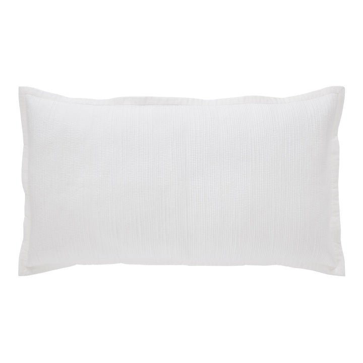 KS-168-2036_1|Clean white textured sham featuring a subtle horizontal weave pattern, ideal for a fresh, minimalist bedding ensemble.