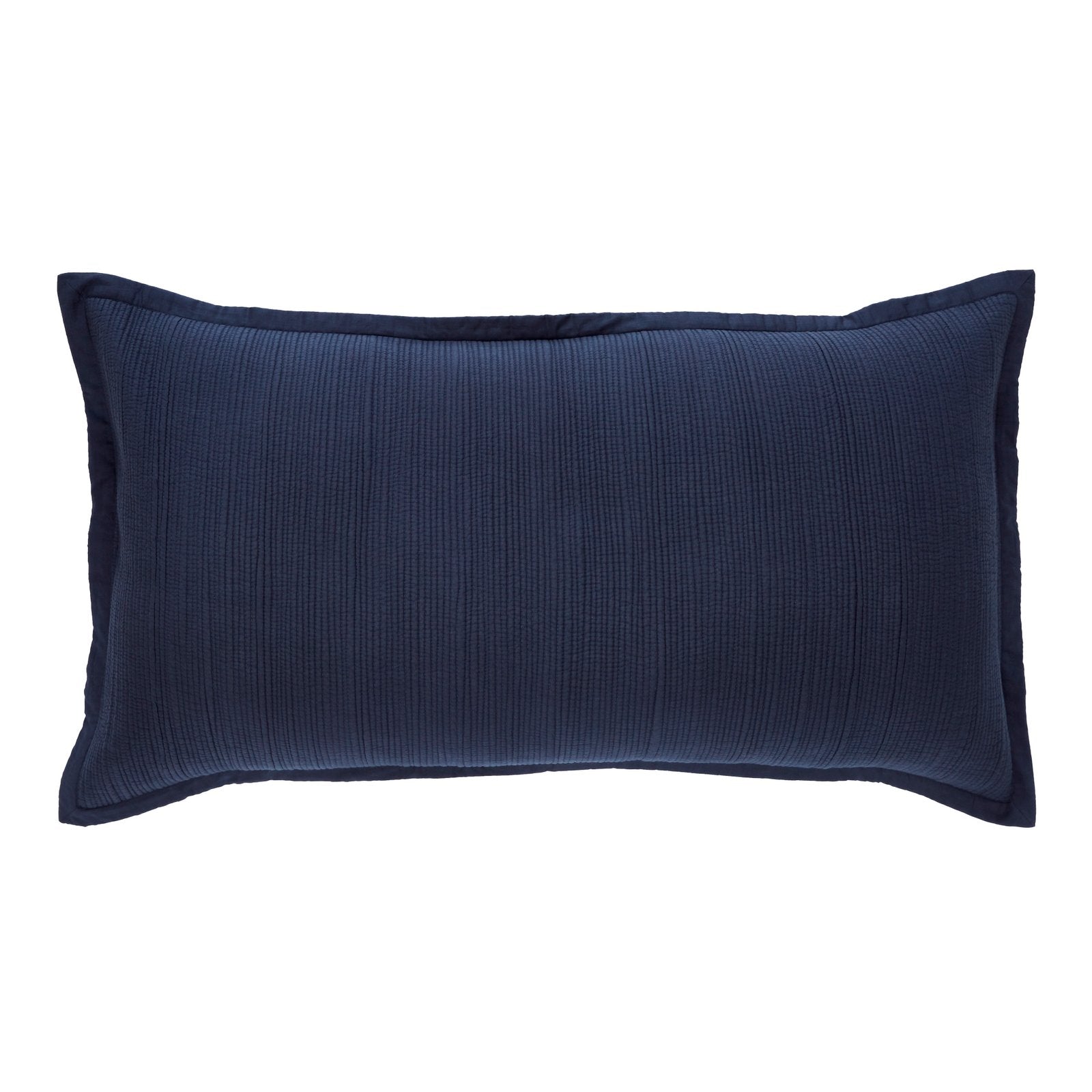 KS-167-2036_1|Deep navy blue quilted lumbar pillow, offering classic style and soft textured fabric for a modern bedroom refresh.