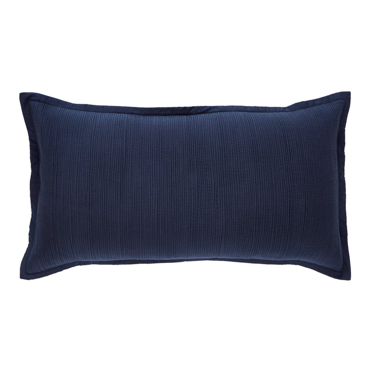 KS-167-2036_1|Deep navy blue quilted lumbar pillow, offering classic style and soft textured fabric for a modern bedroom refresh.
