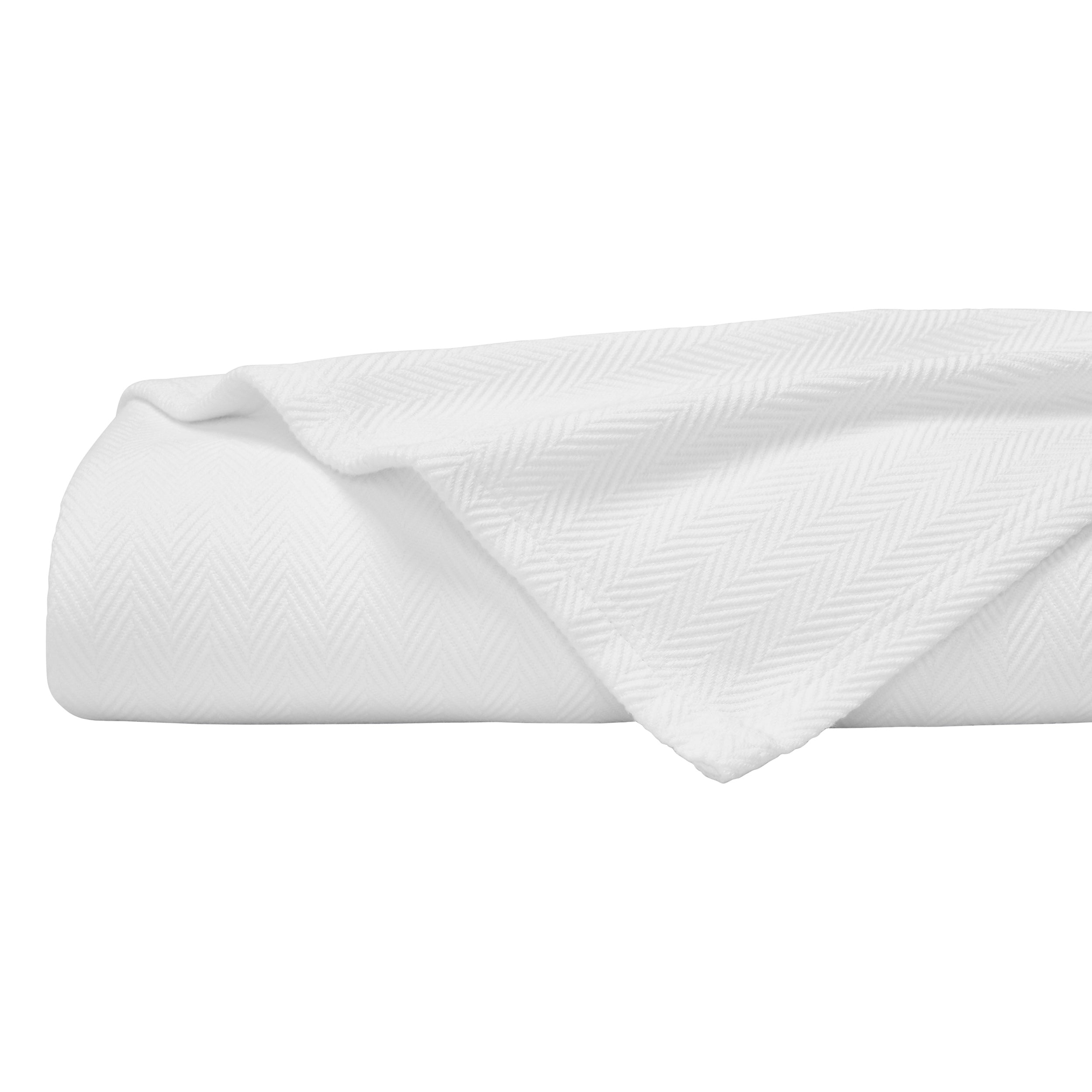 BL-865-11096_6|Neatly folded white herringbone blanket, a soft and comfortable bedding essential, perfect as a cozy throw.