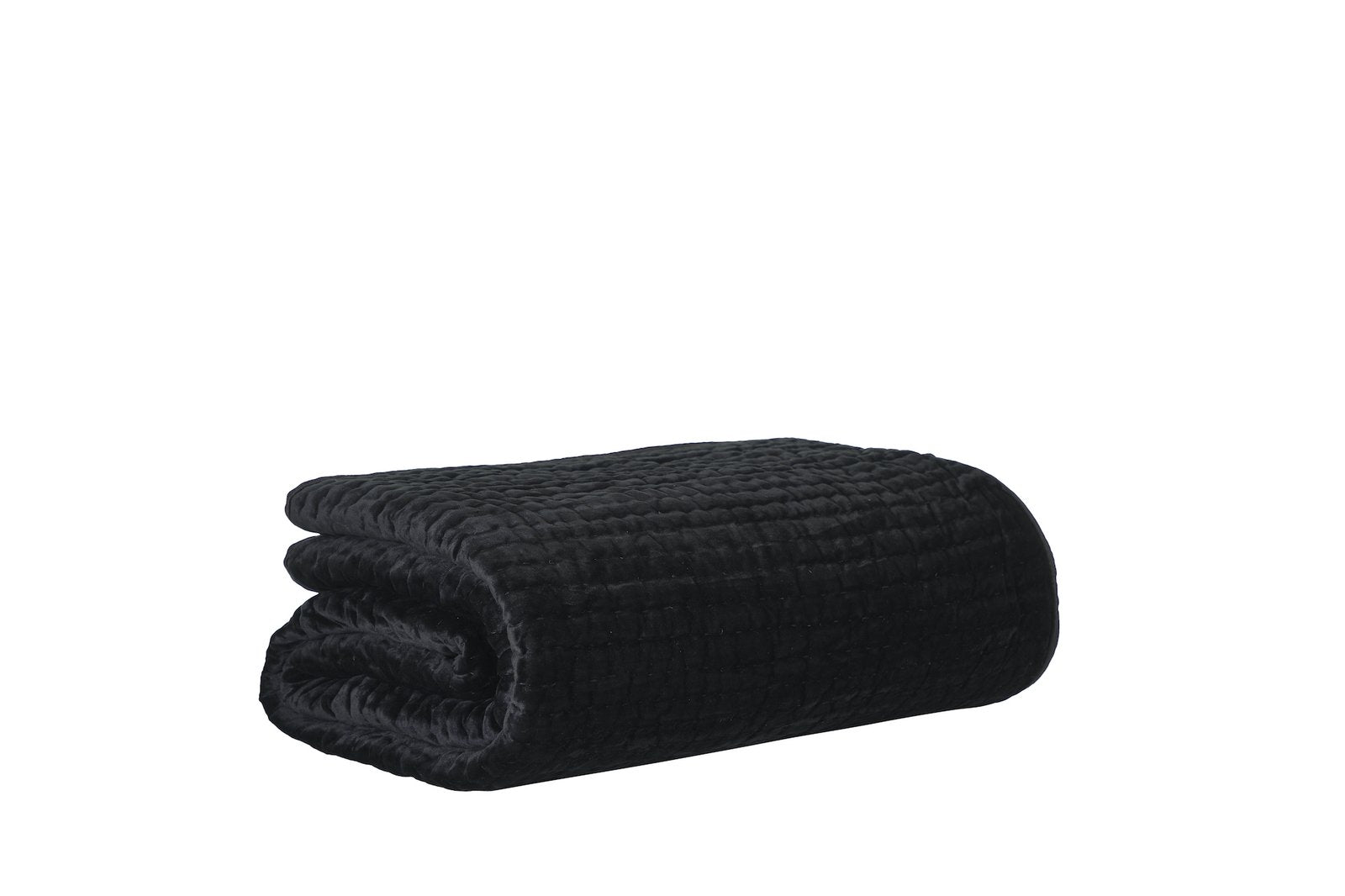 QT-361-9496_8|Neatly folded black quilted blanket, showcasing its soft, textured fabric, perfect for warmth and stylish comfort.
