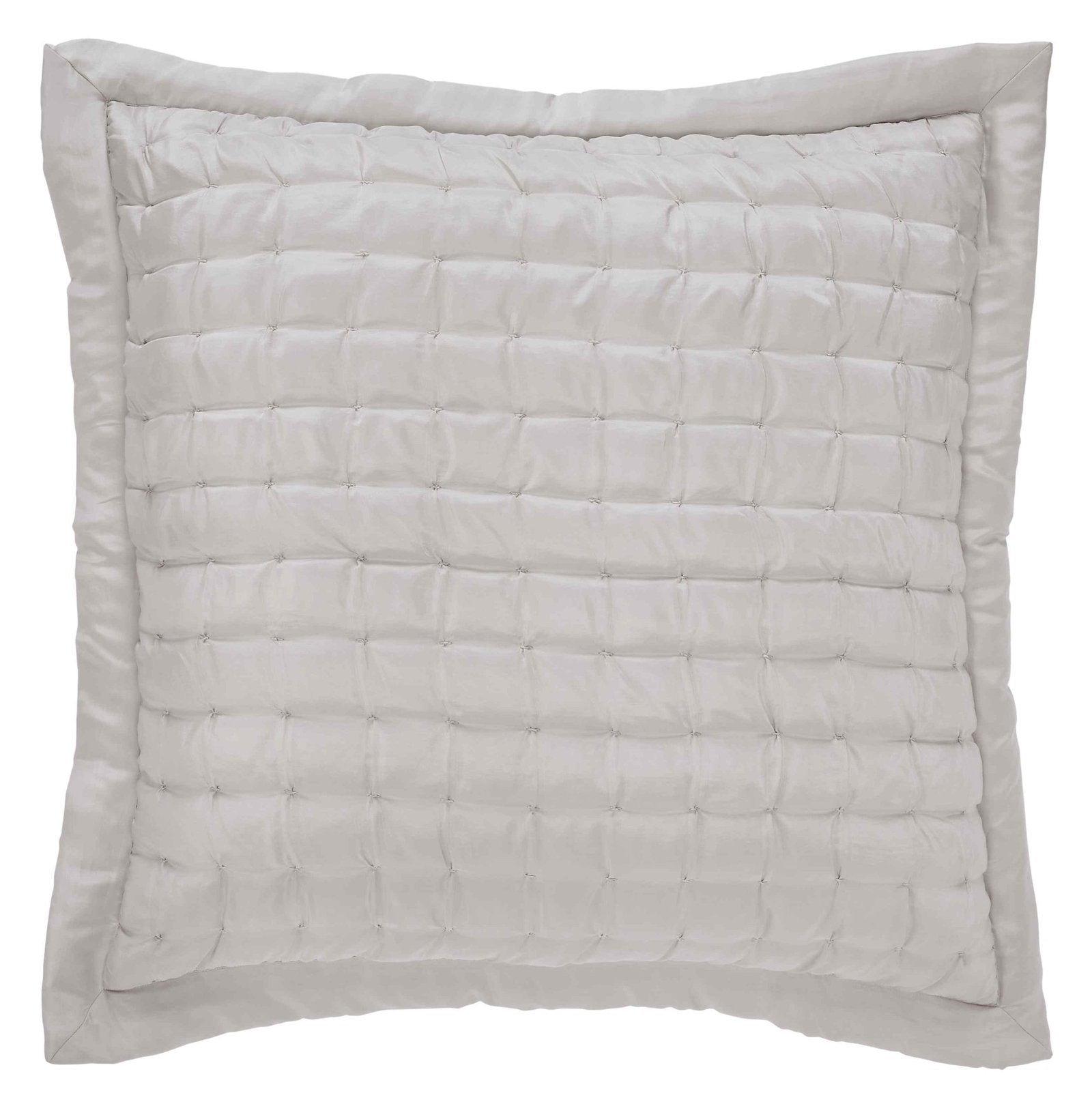 ES-334-2626-LOT1_1|Soft off-white quilted decorative throw pillow with a contemporary box-stitch pattern, ideal for modern bedroom accents.
