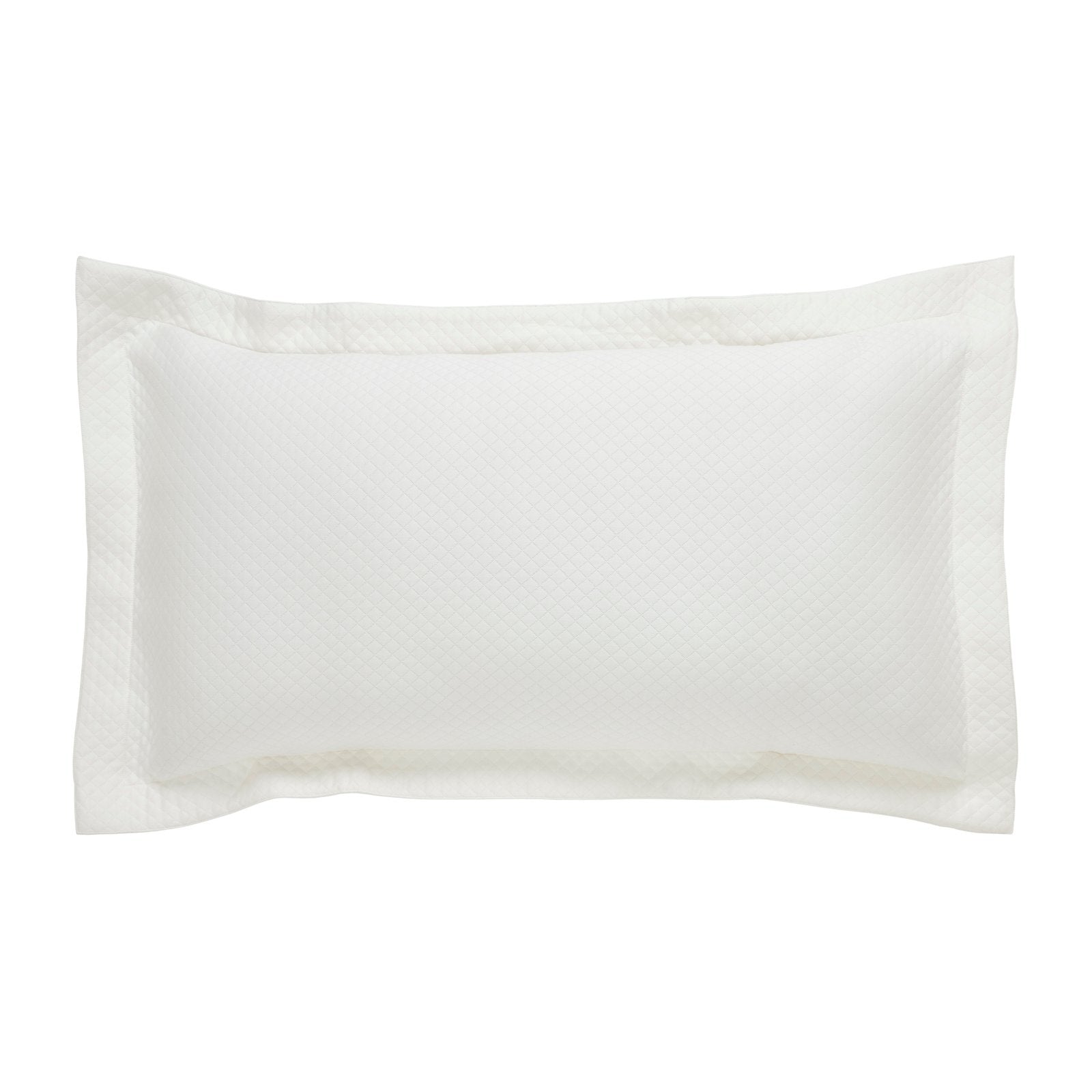 KS-189-2036-LOT1_1|Crisp white quilted diamond pattern pillow sham coverlet, fresh and modern bedding accessory for a comfortable bedroom.