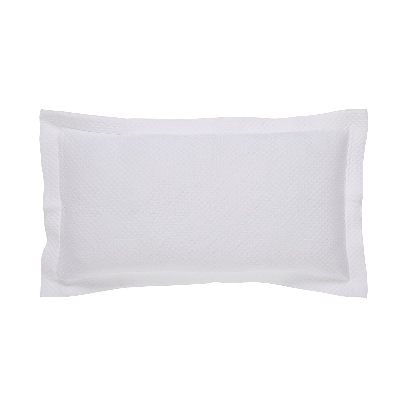 KS-173-2036-LOT1_1|Crisp white quilted diamond pattern pillow sham coverlet, fresh and modern bedding accessory for a comfortable bedroom.