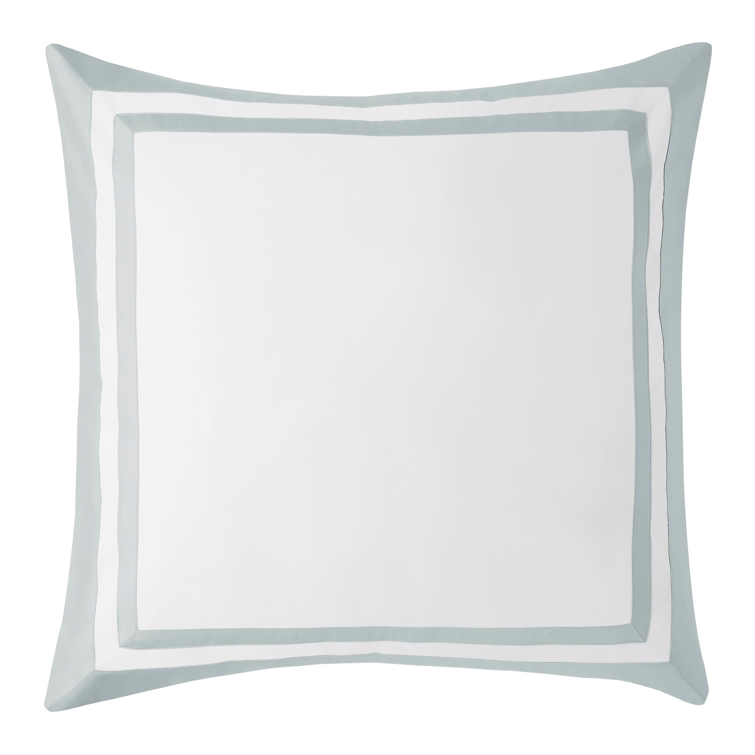 ES-063-2626_1|Elegant white duvet cover design featuring a stylish light blue double-band framed border. Premium soft cotton bedding.
