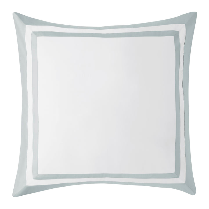 ES-063-2626_1|Elegant white duvet cover design featuring a stylish light blue double-band framed border. Premium soft cotton bedding.