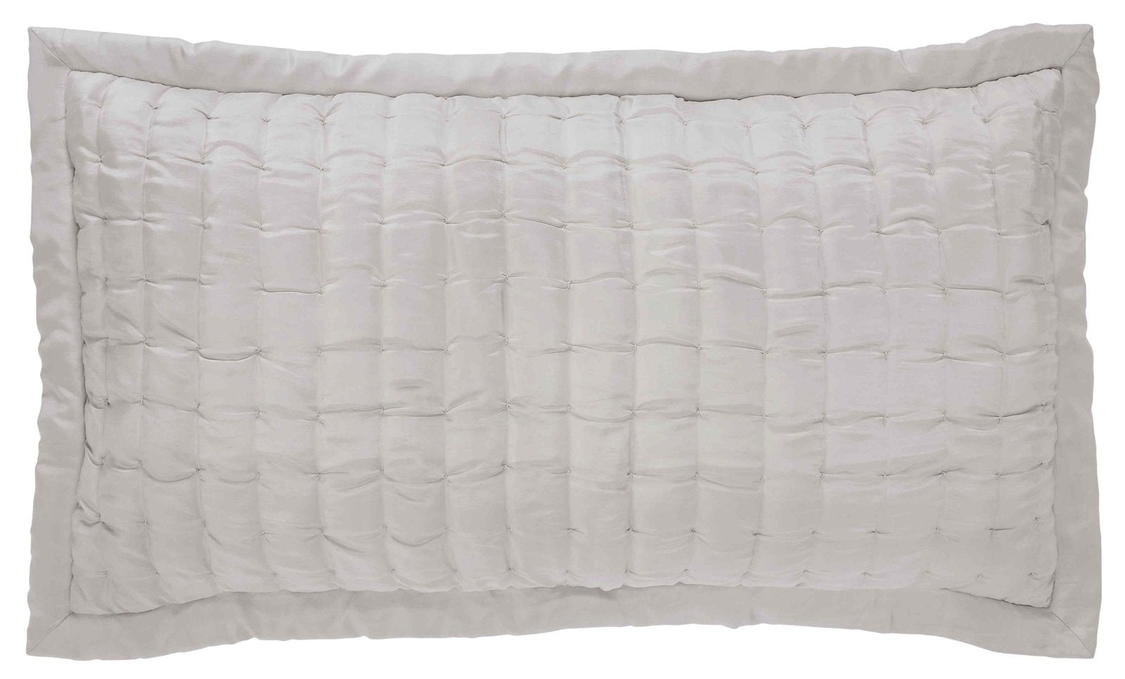 KS-334-2036-LOT1_1|Light grey quilted pillow sham with textured satin finish, showcasing uniform square stitching for subtle elegance.