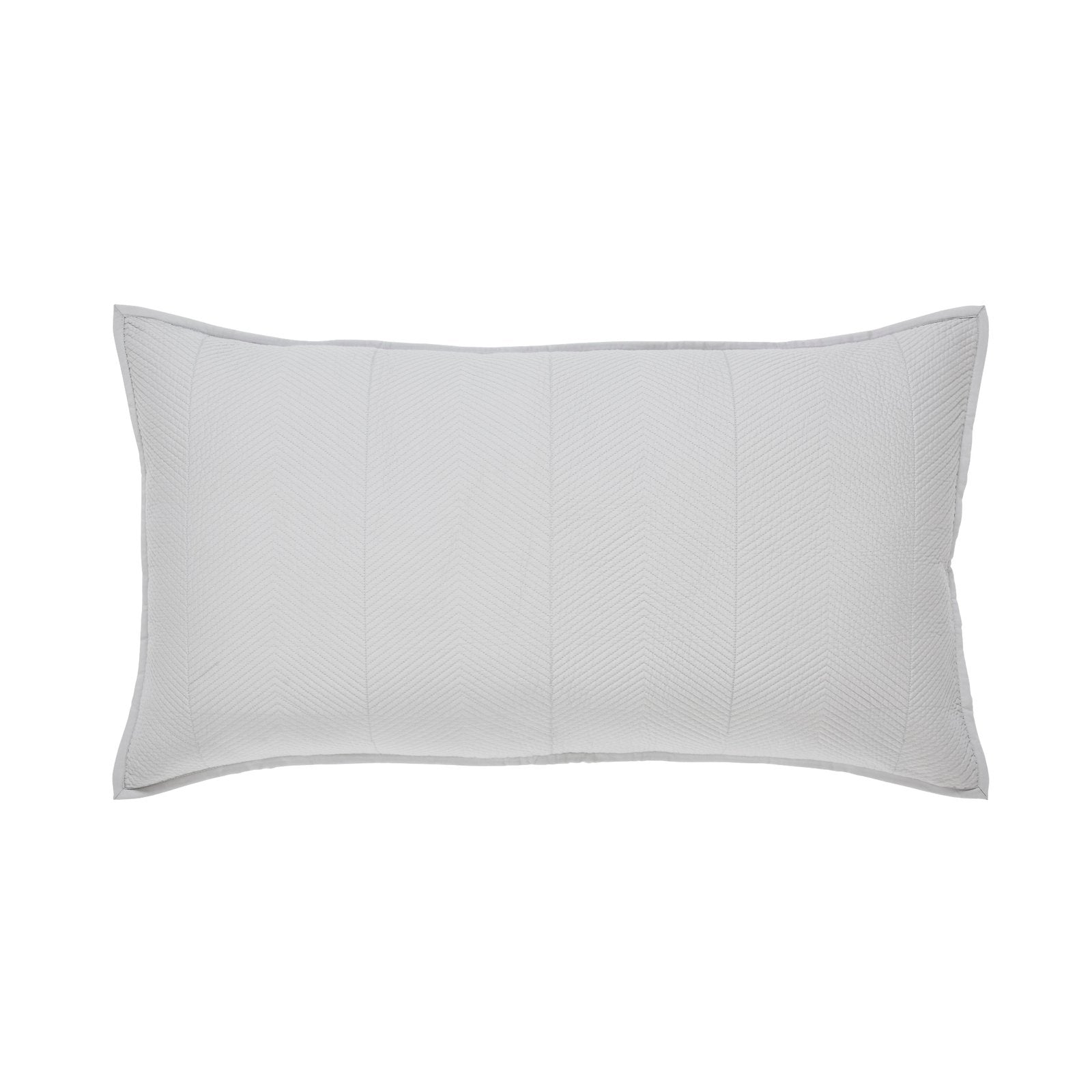 KS-172-2036_1|Soft light grey quilted rectangular coverlet pillow sham, featuring a subtle chevron texture for modern bedroom elegance.