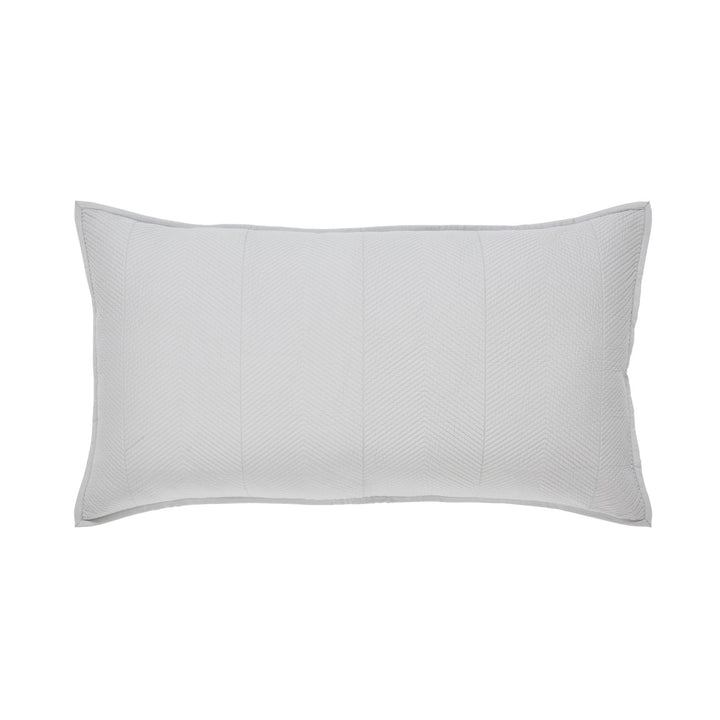 KS-172-2036_1|Soft light grey quilted rectangular coverlet pillow sham, featuring a subtle chevron texture for modern bedroom elegance.