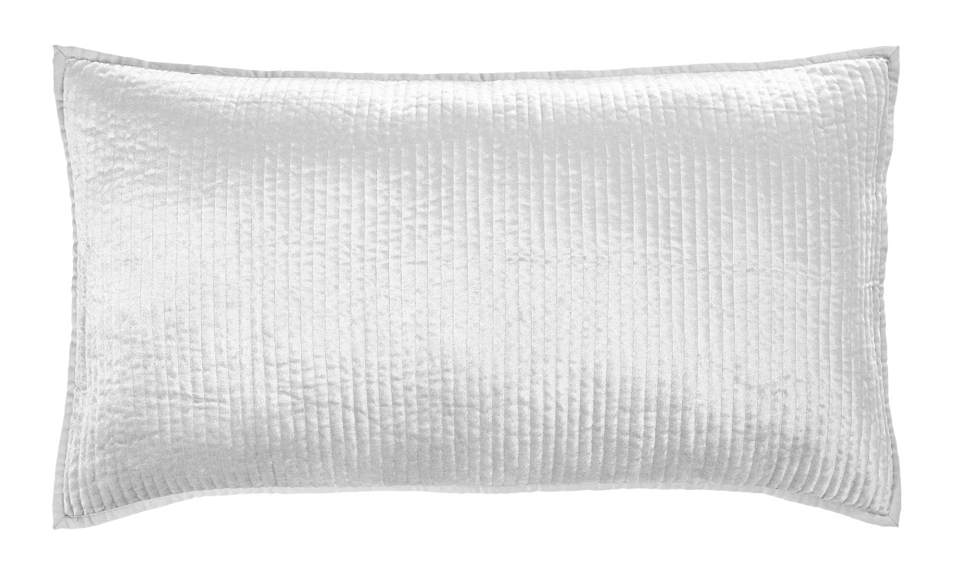 KS-157-2036_1|Crisp white velvet channel quilted coverlet, offering a luxurious and pristine look for a sophisticated bedroom. (117 chars)