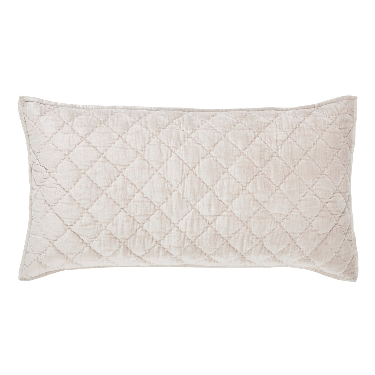 KS-342-2036_1|Beige velvet quilted pillow sham with elegant diamond stitching, perfect for complementing a cozy and luxurious bedroom quilt.