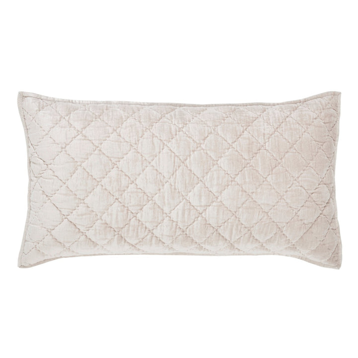 KS-342-2036_1|Beige velvet quilted pillow sham with elegant diamond stitching, perfect for complementing a cozy and luxurious bedroom quilt.