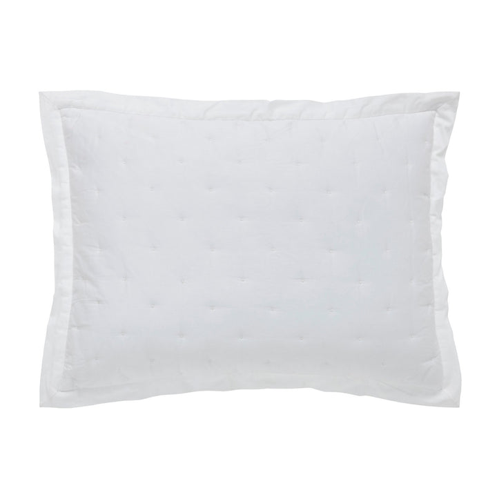 SS-349-2026_1|Classic white quilted pillow sham with subtle stitched details. Clean design for a fresh bedroom look and ultimate comfort.