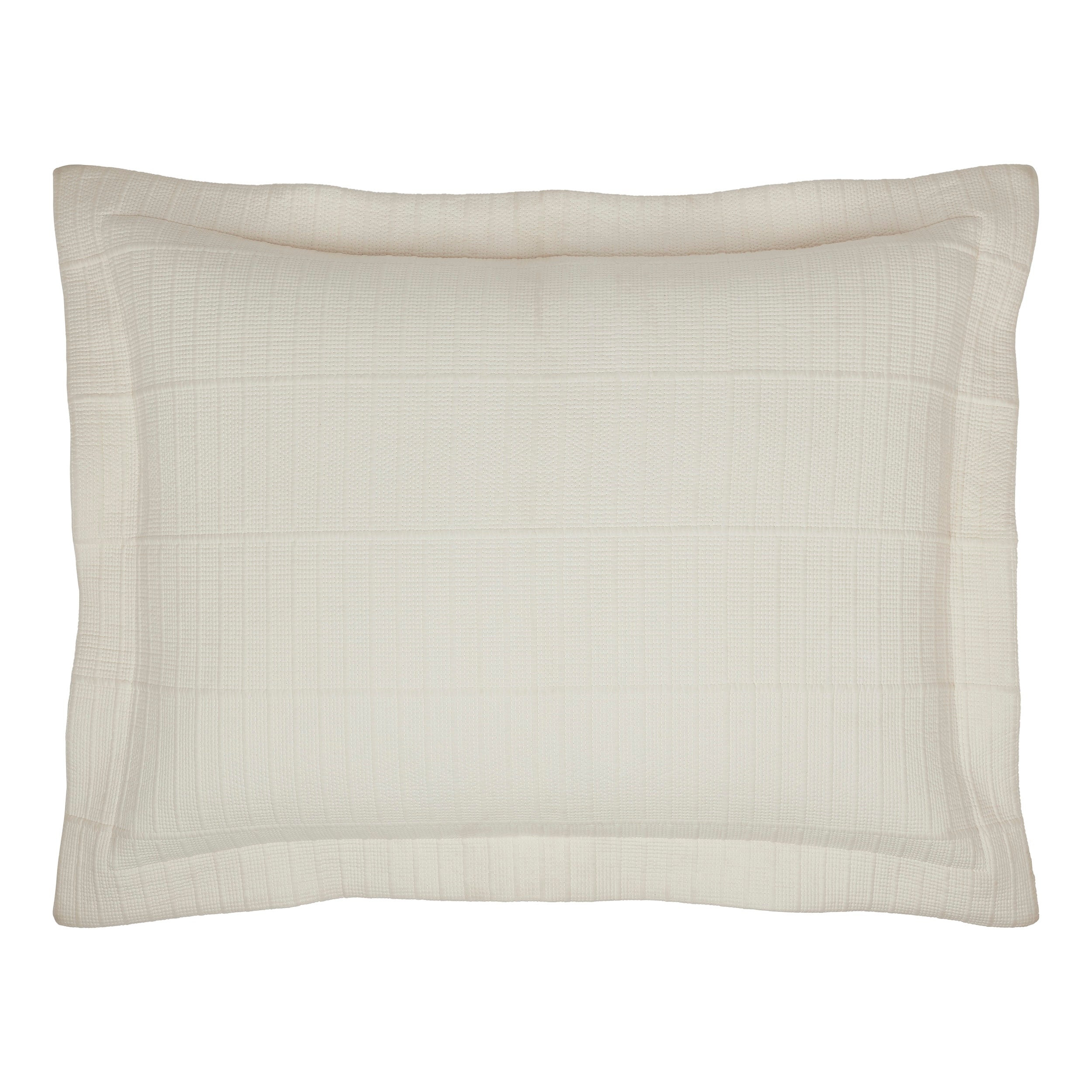 SS-271-2026_1|Elegant cream coverlet sham with a subtle woven ribbed stripe pattern, perfect for sophisticated bedroom decor.