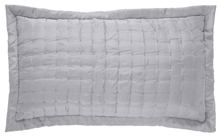 KS-333-2036_1|Elegant silver grey rectangular quilted pillow with square stitching. Perfect decorative bed accent for modern design.