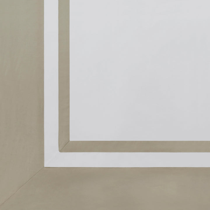 AKP-543-2040_5|Close-up of a white 100% cotton sateen weave flat sheet with a wide beige embroidered border detail.