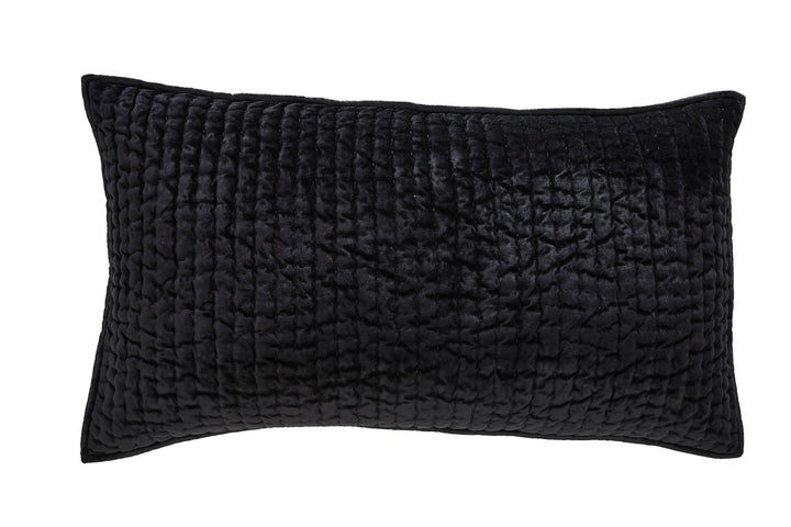 KS-361-2036_1|Elegant black velvet quilted textile, often used for luxurious quilt ensembles and coordinating decorative pillows.