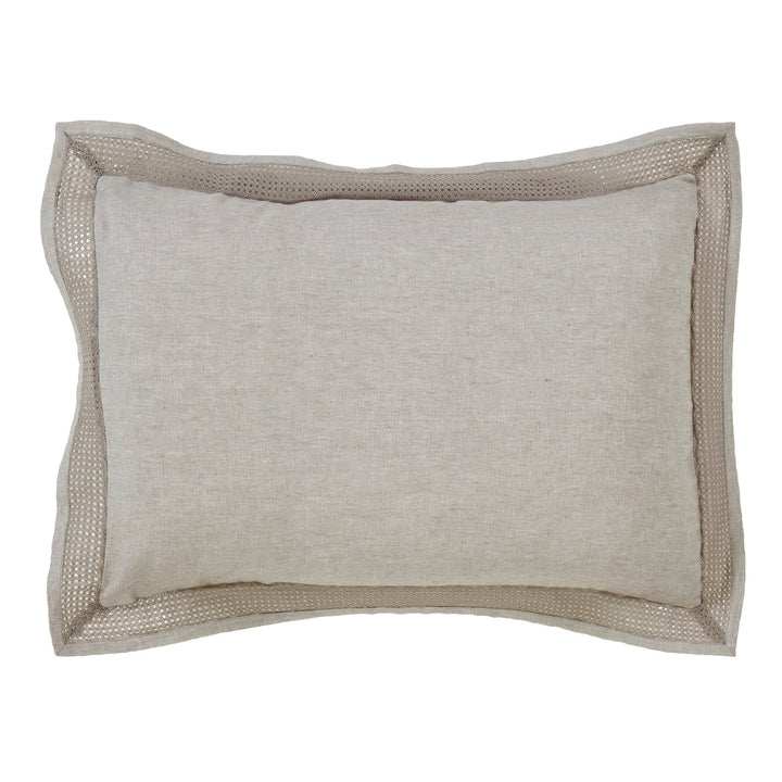 SS-022-2026_1|Natural linen beige duvet cover with textured border detailing, offers a relaxed yet refined look for any bedroom.