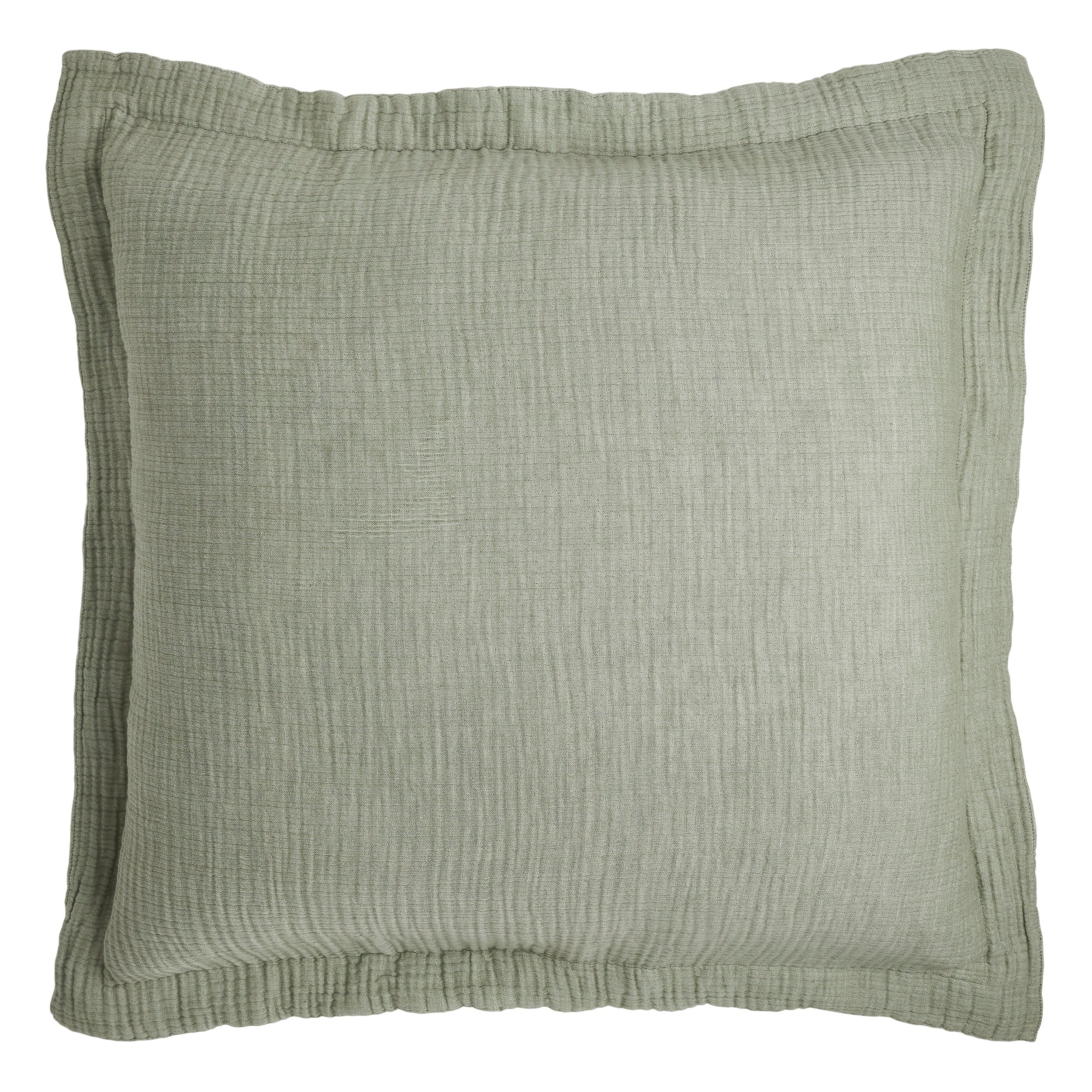 ES-051-2626_1|Sage green textured cotton pillow sham, a key component of a cozy and breathable modern bedroom duvet cover set.
