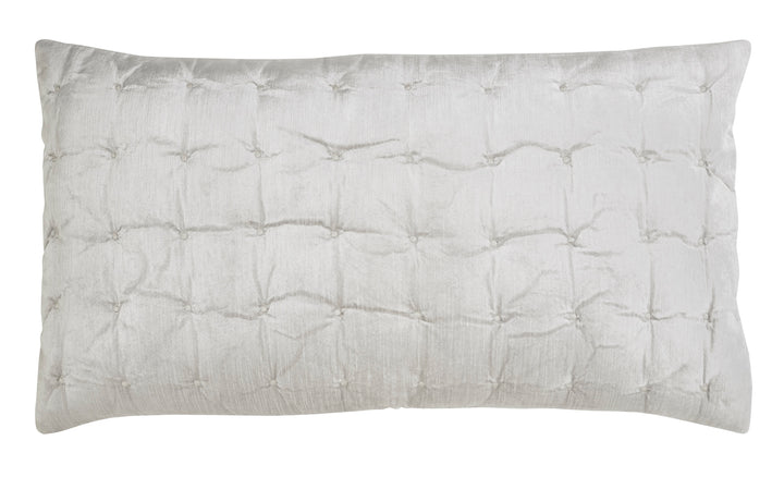 KS-306-2036_1|Elegant light grey quilted pillow sham with decorative button tufting, adding a sophisticated, plush texture.