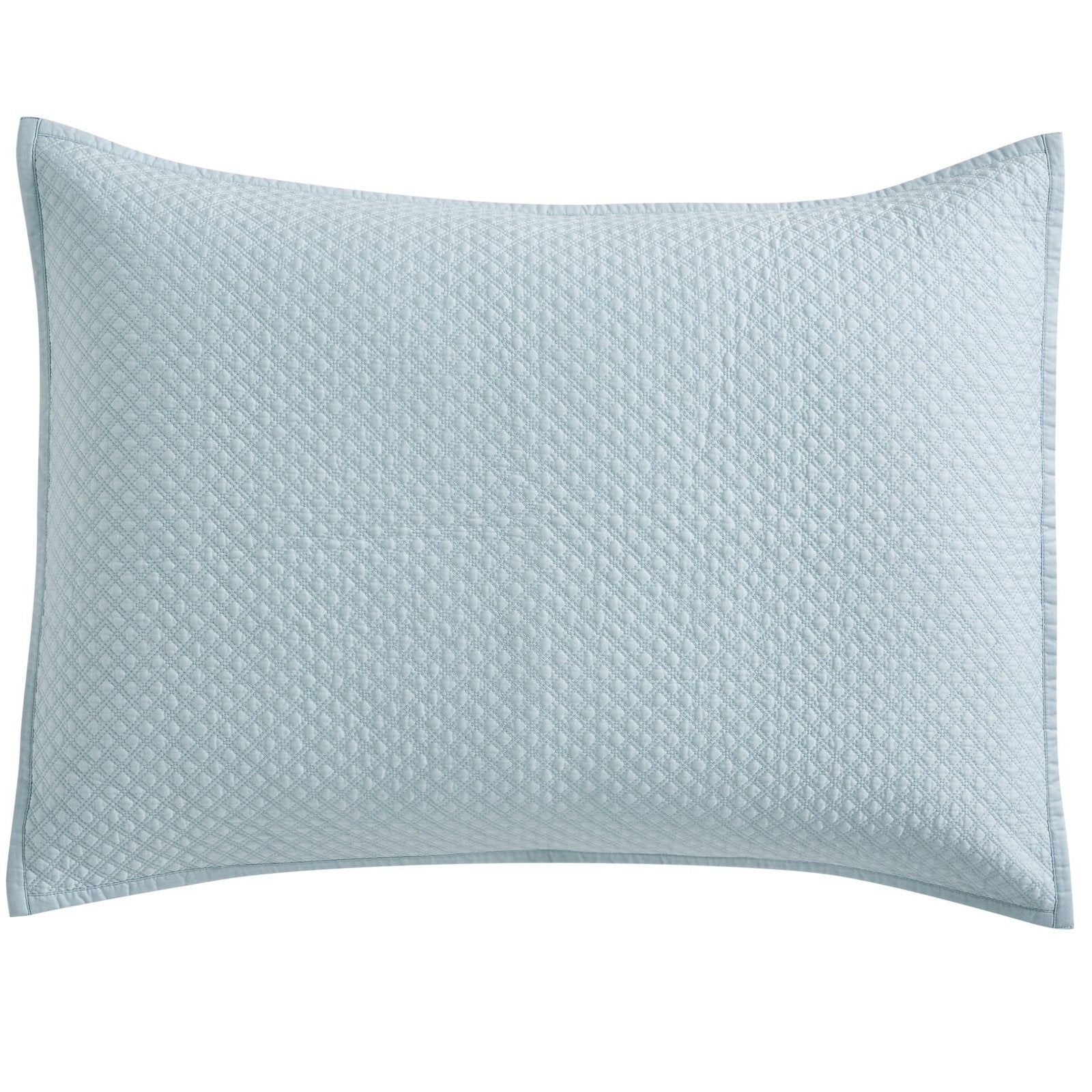 KS-252-2036_1|Soft light blue quilted pillow sham with a subtle diamond pattern, adding a serene and decorative accent to bedding.