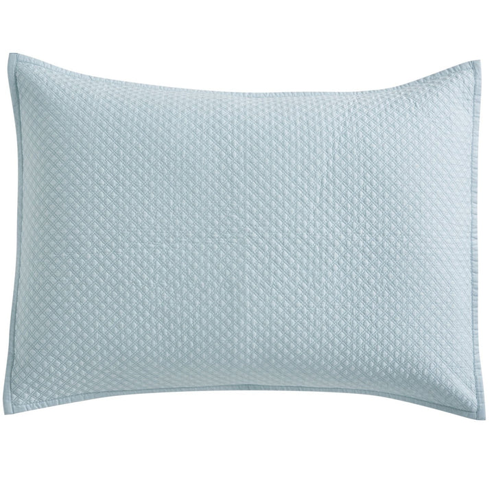 KS-252-2036_1|Soft light blue quilted pillow sham with a subtle diamond pattern, adding a serene and decorative accent to bedding.