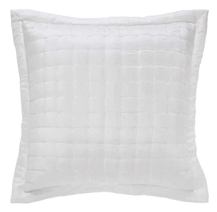 ES-332-2626_1|Crisp white quilted pillow with a modern square pattern, adding a fresh and clean look to any bedding ensemble.