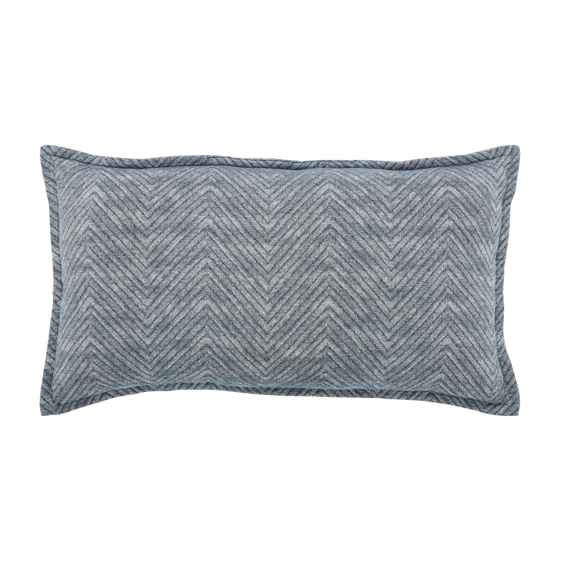 TP-121-1426_1|Modern blue herringbone patterned rectangular lumbar pillow, cozy textured fabric for comfortable sofa or bed accent.
