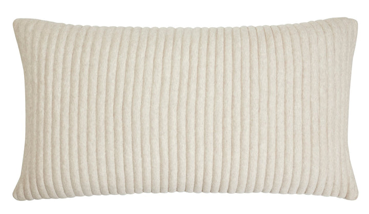 KS-368-2036_1|Cozy cream ribbed rectangular pillow, offering soft texture and comfortable support, ideal for enhancing any bed or seating area.