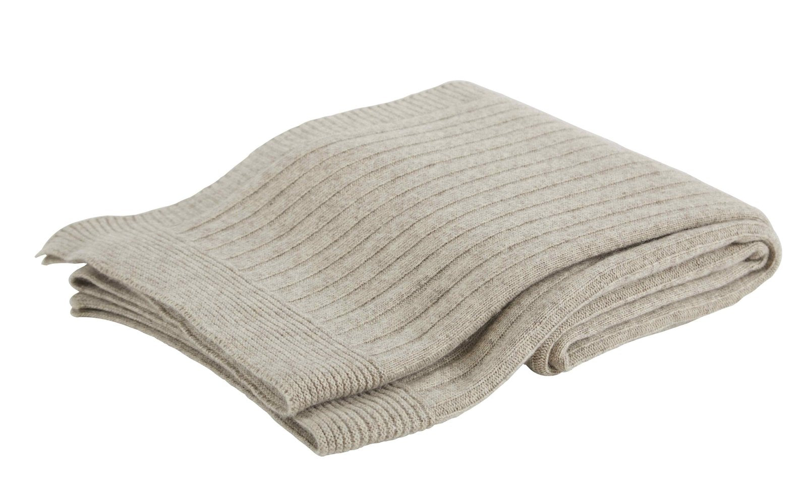 TW-901A-X_2|Folded beige ribbed knit throw blanket, adding warmth and texture to any sofa or bed. Perfect for cozy evenings.