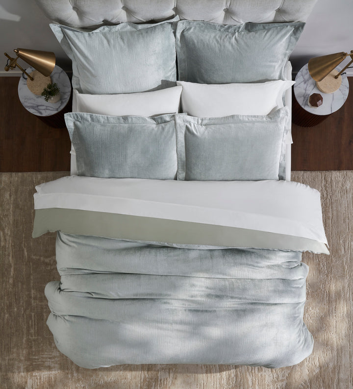 DT-054-9092_4|Luxurious sage green corduroy textured duvet cover set, soft velvet feel, elegant bedroom bedding, cozy comfortable design