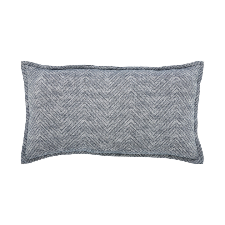 TP-123-1426_1|Stylish decorative pillow with a blue and grey chevron pattern, adding a modern textured accent to any bed or sofa.