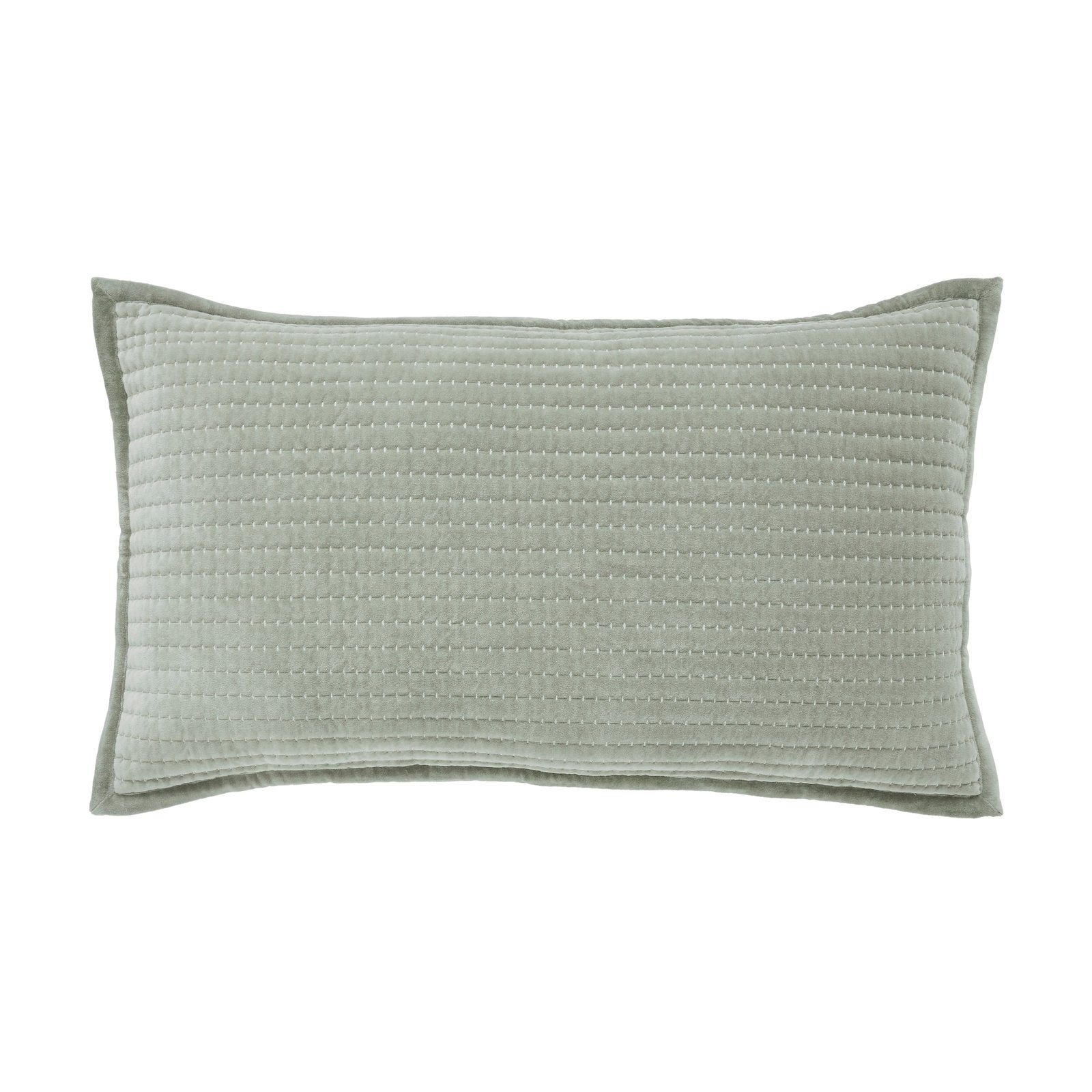 KS-185-2036_1|Quilted light sage green rectangular decorative pillow with subtle linear stitching, enhancing bedroom or living room decor.