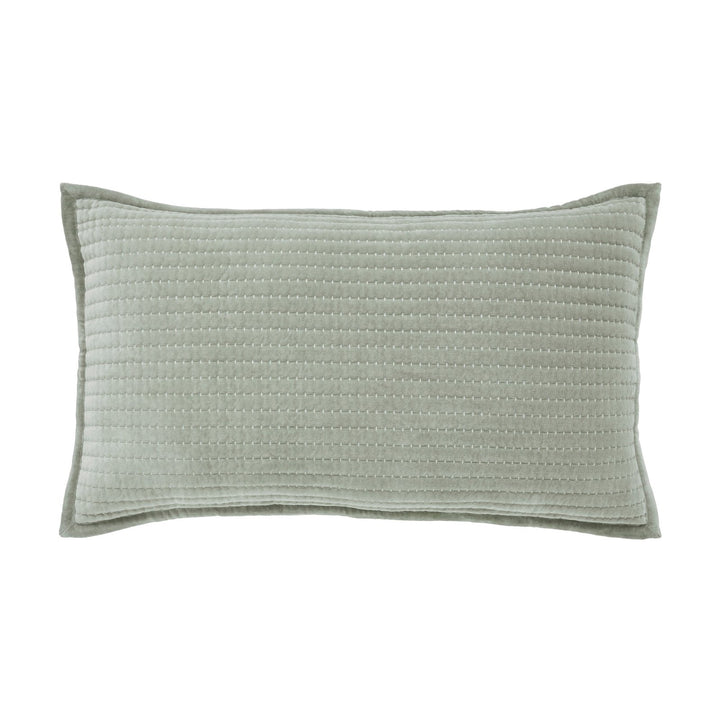 KS-185-2036_1|Quilted light sage green rectangular decorative pillow with subtle linear stitching, enhancing bedroom or living room decor.