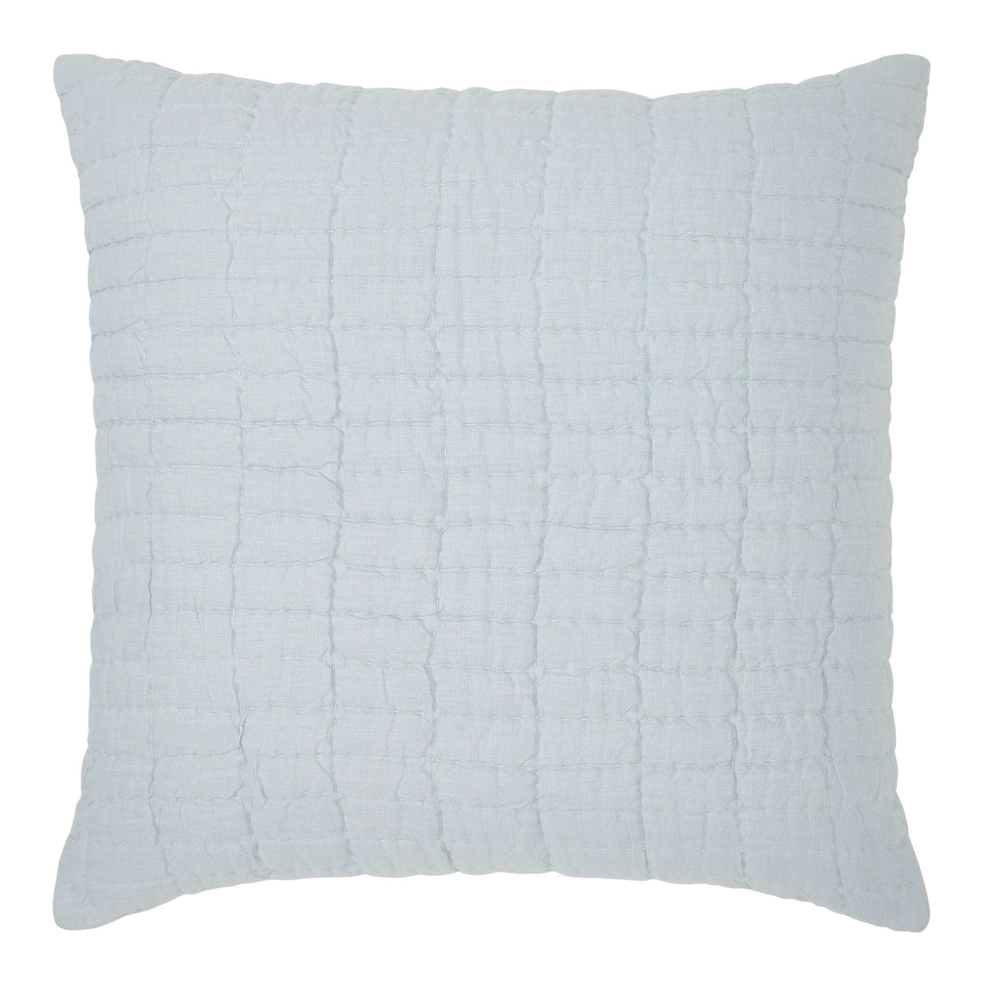 ES-373-2626_1|Light blue square decorative pillow with a subtle crinkled texture, providing a fresh, soft accent for home decor.