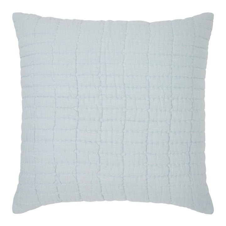 ES-373-2626_1|Light blue square decorative pillow with a subtle crinkled texture, providing a fresh, soft accent for home decor.