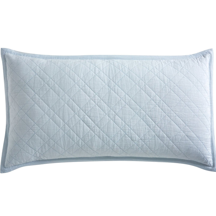 KS-255-2036_2|Light blue quilted pillow sham with diamond pattern and light blue border, perfect for bedding sets. Soft and stylish.