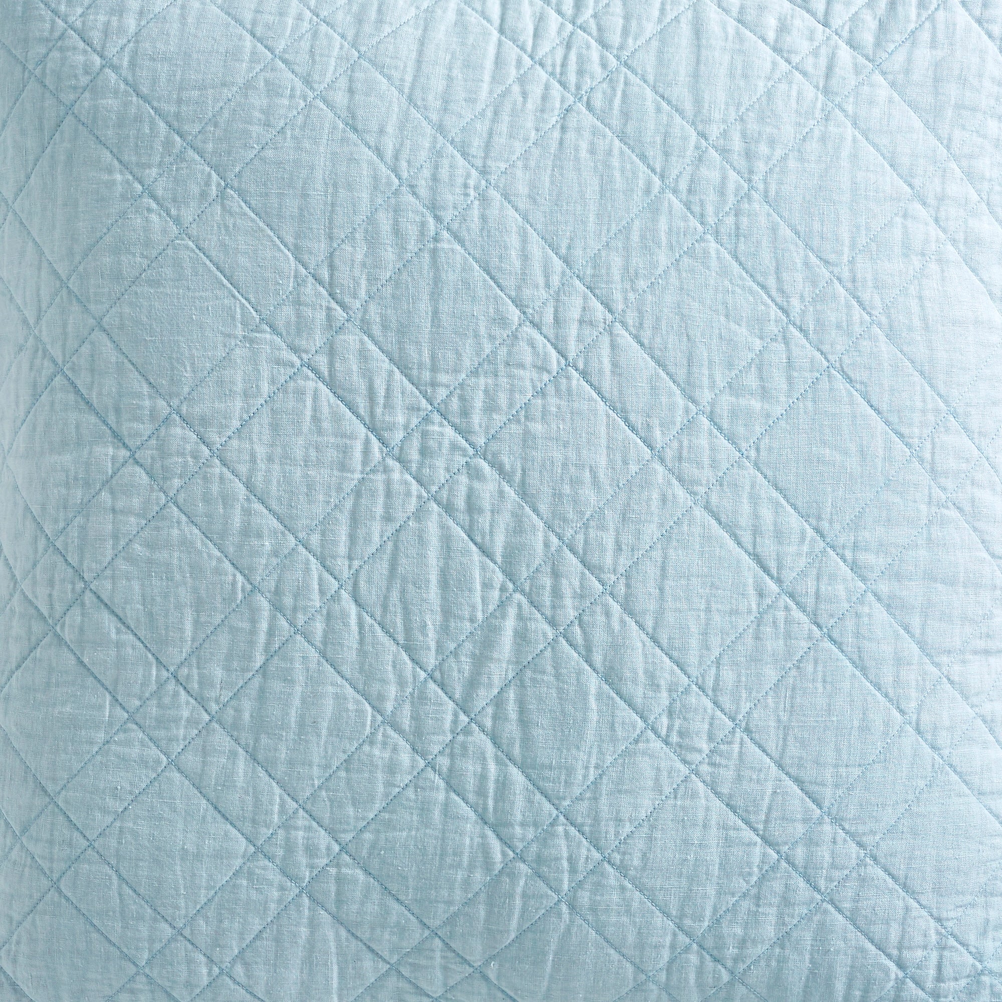 SS-255-2026_3|Light blue quilted pillow sham with detailed diamond stitching, soft cotton fabric. Ideal for cozy bedroom decor, comfortable bedding.