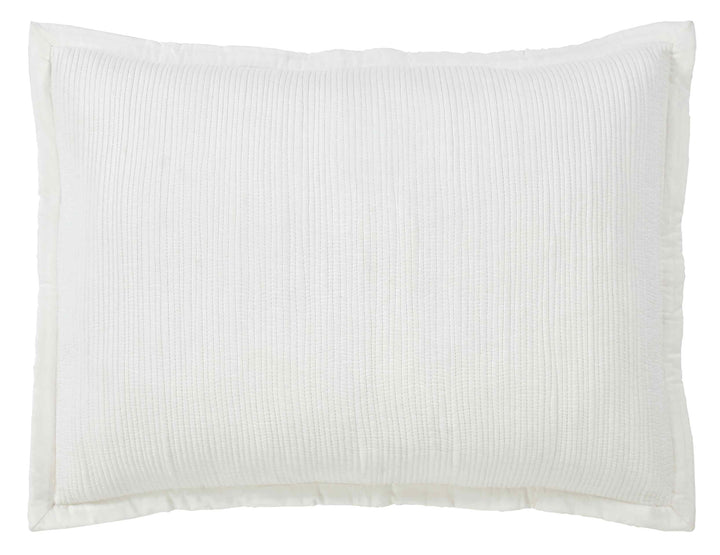 SS-168-2026_1|White quilted coverlet with vertical stitched lines, adding a classic and cozy layer to bedroom decor.