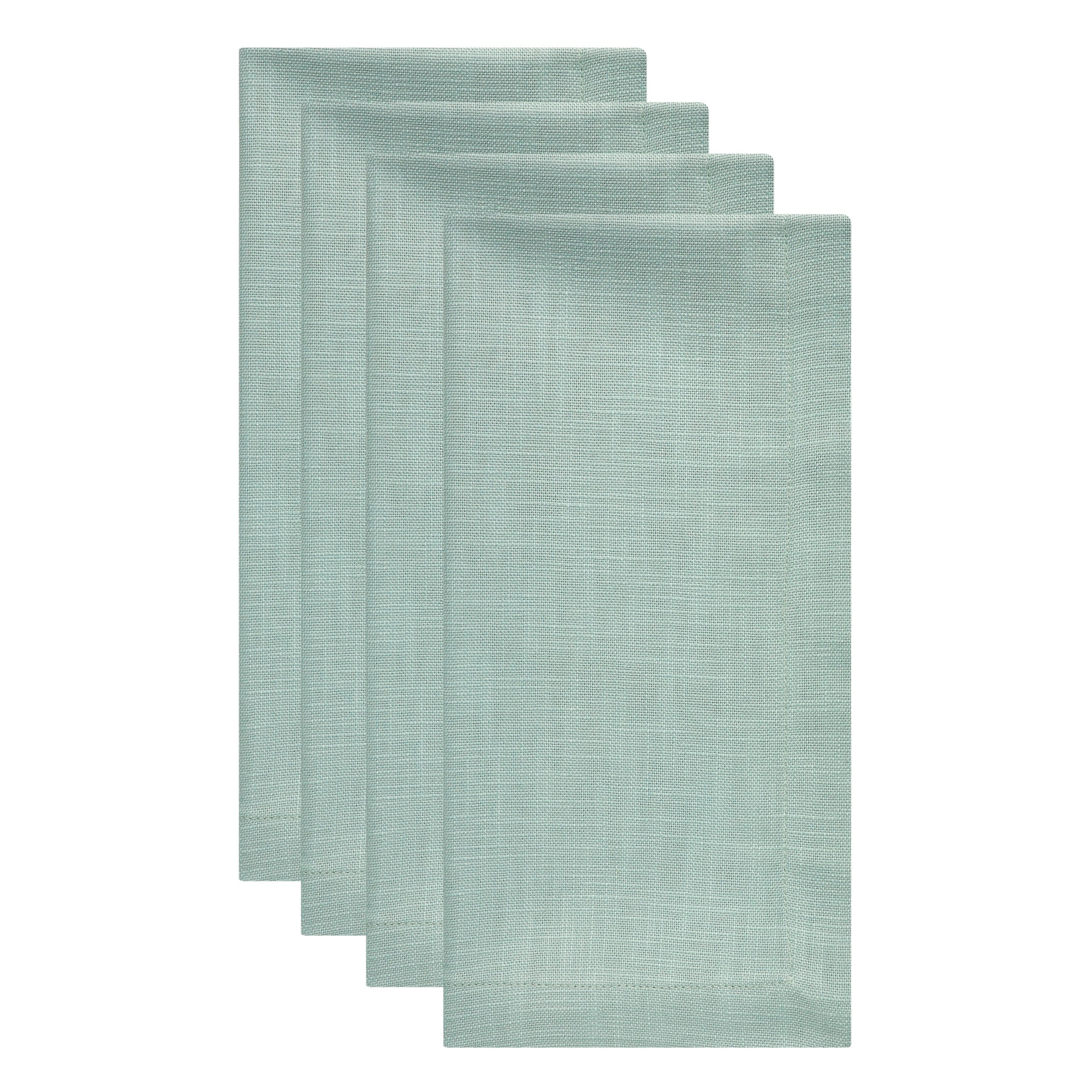 NP-4811-2020_2|Set of 4 seafoam green reusable linen blend dinner napkins. Perfect for elegant dining table settings and daily use, easy care.