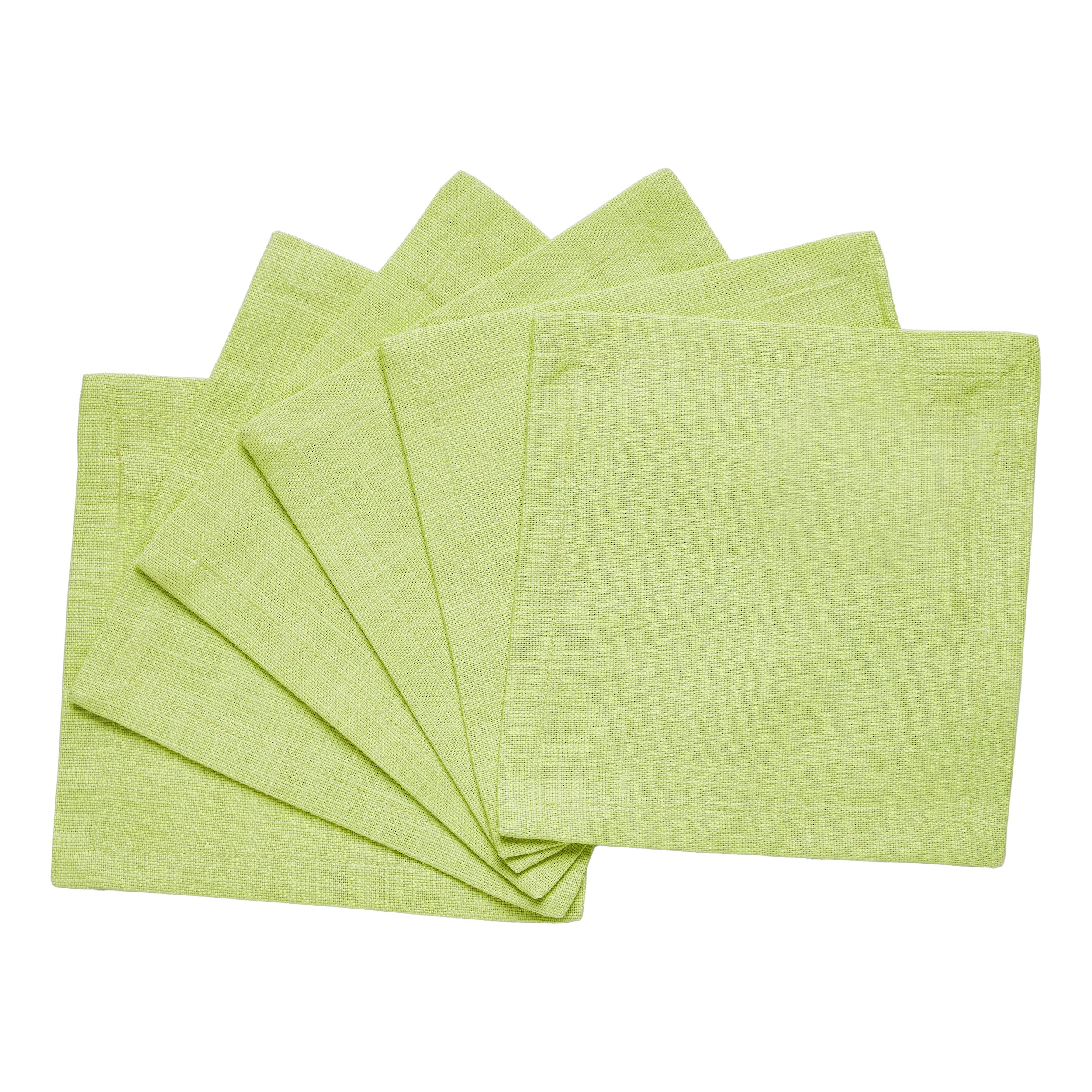 CNP-4904-66_2|Set of 6 light green fabric dinner napkins, woven texture, perfect reusable cloth table linens for dining and events.
