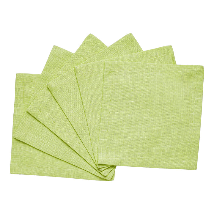 CNP-4904-66_2|Set of 6 light green fabric dinner napkins, woven texture, perfect reusable cloth table linens for dining and events.