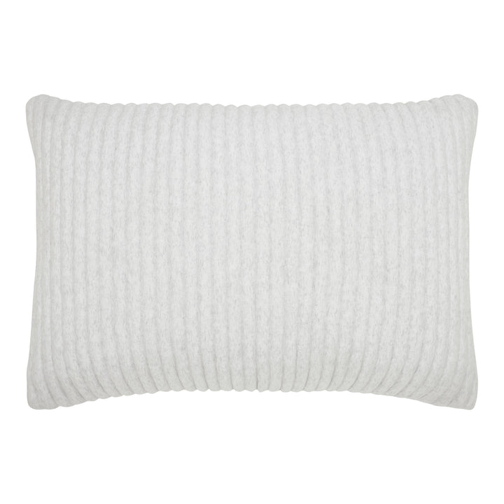 SS-374-2026_1|Chic white ribbed knit lumbar accent pillow, perfect for adding texture and comfort to your sofa or bed decor.
