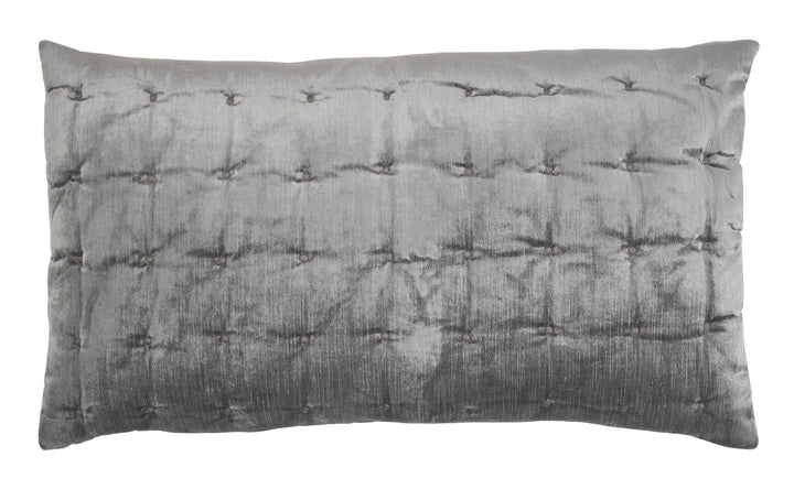 KS-307-2036_1|Sophisticated dark grey quilted pillow sham with elegant button tufting, creating a rich, textured accent.