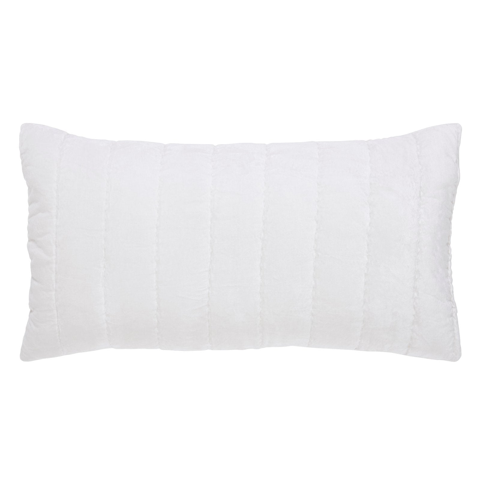 KS-337-2036_1|Crisp white quilted pillow with subtle vertical channel stitching, adding a refined, clean look to bedding.