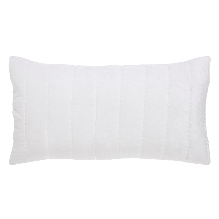KS-337-2036_1|Crisp white quilted pillow with subtle vertical channel stitching, adding a refined, clean look to bedding.