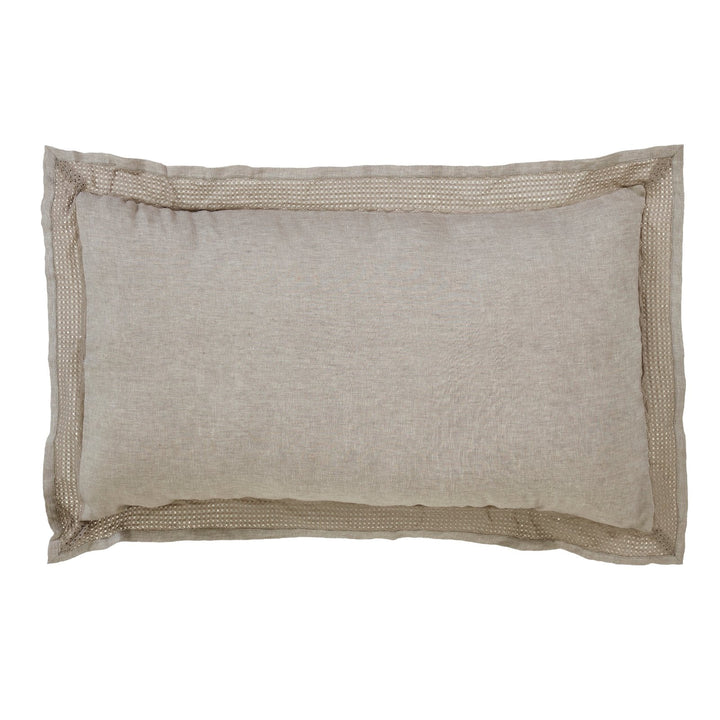 KS-022-2036_1|Light grey linen duvet cover sham with elegant textured border, adding sophisticated comfort to your bedroom decor.
